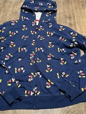 Disney Navy Blue Mickey Mouse Print Hoodie zip up